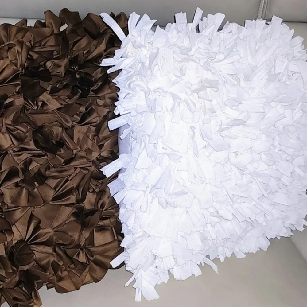 White‎ and Brown Textured Decorative Accent Throw Pillows